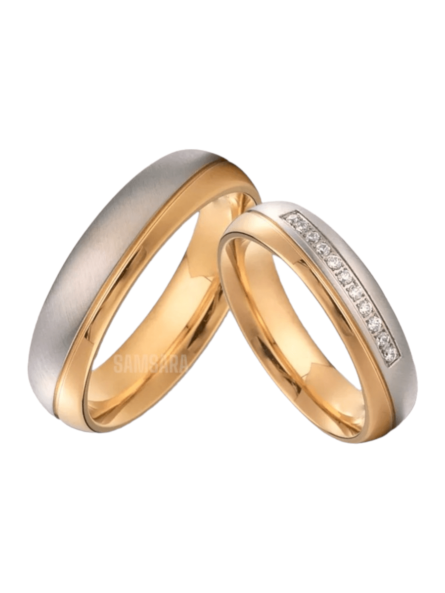 Alianzas de Titanio con Enchape en Oro de 18k - Samsara