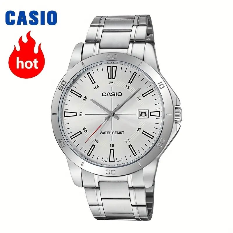 Casio – Reloj Para Hombre de 41.5 mm - Acero Inoxidable con Esfera Plateada - MTP - V004D - 7C - Samsara