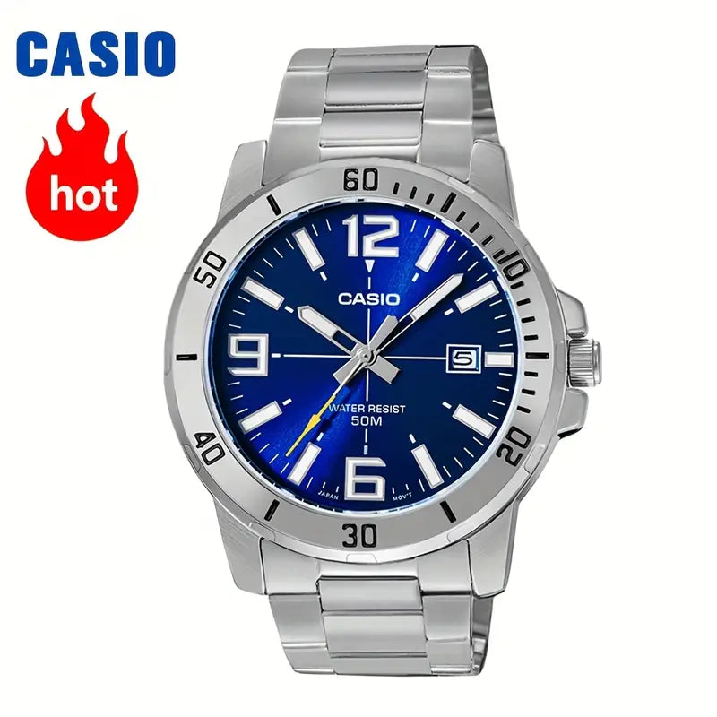 Casio – Reloj Para Hombre de 45 mm - Acero Inoxidable con Esfera Azul - MTP-VD01D-2b