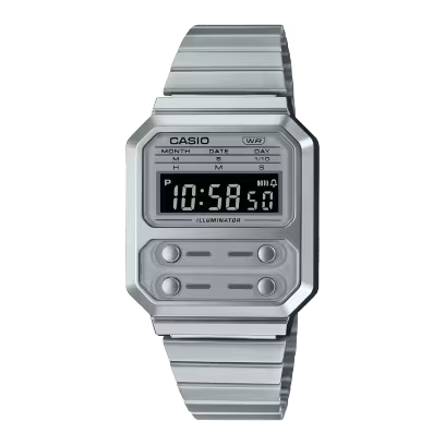 Casio – Reloj Para Hombre de 40.7 mm - Acero Inoxidable - Vintage Digital - A100WE-7BDF