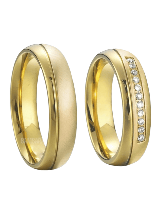 Alianzas de Titanio con Enchape en Oro de 18k - Samsara