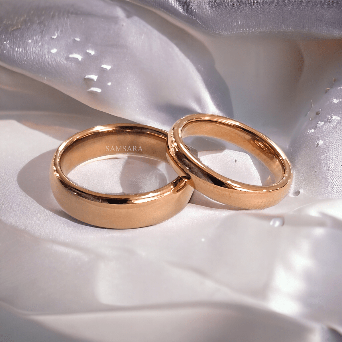 Alianzas de Tungsteno con Enchape en Oro de 18k - Samsara