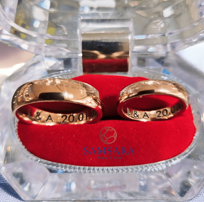Alianzas de Tungsteno con Enchape en Oro de 18k - Samsara