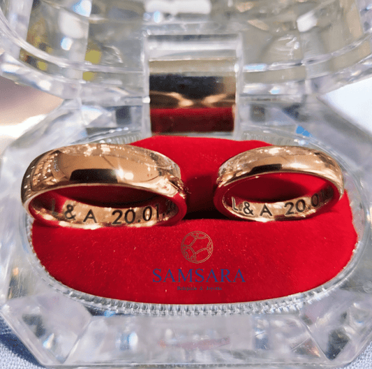 Alianzas de Tungsteno con Enchape en Oro de 18k - Samsara