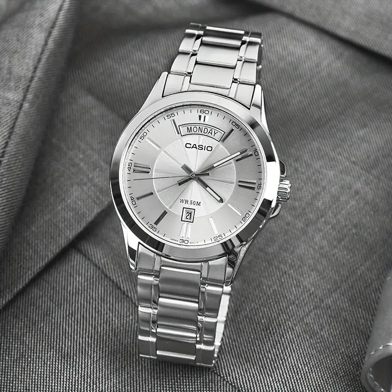 Casio – Reloj Para Hombre de 40 mm - Acero Inoxidable con Esfera Plateada - Mtp - 1381d - 7a - Samsara