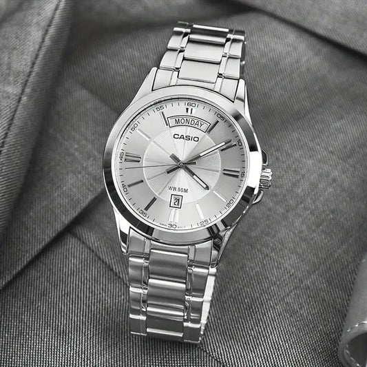 Casio – Reloj Para Hombre de 40 mm - Acero Inoxidable con Esfera Plateada - Mtp - 1381d - 7a - Samsara