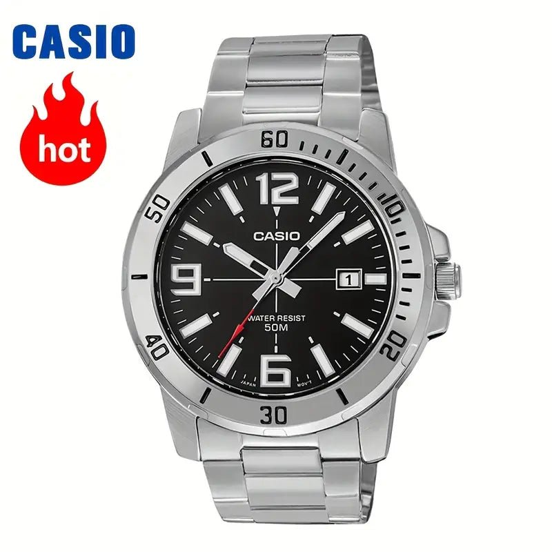 Casio – Reloj Para Hombre de 45 mm - Acero Inoxidable con Esfera Negra - MTP - VD01D - 1b - Samsara