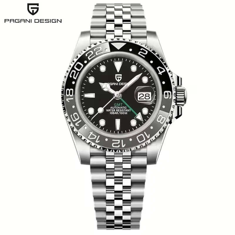 Pagani Design – Reloj Automático Para Hombre de 40 mm - Acero Inoxidable con Esfera Negra - PD - 1662 - Samsara