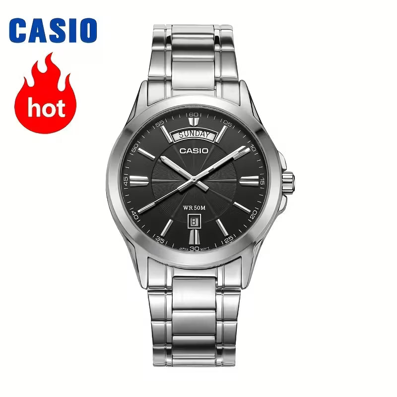 Casio – Reloj Para Hombre de 40 mm - Acero Inoxidable con Esfera Negra - MTP-1381D-1A