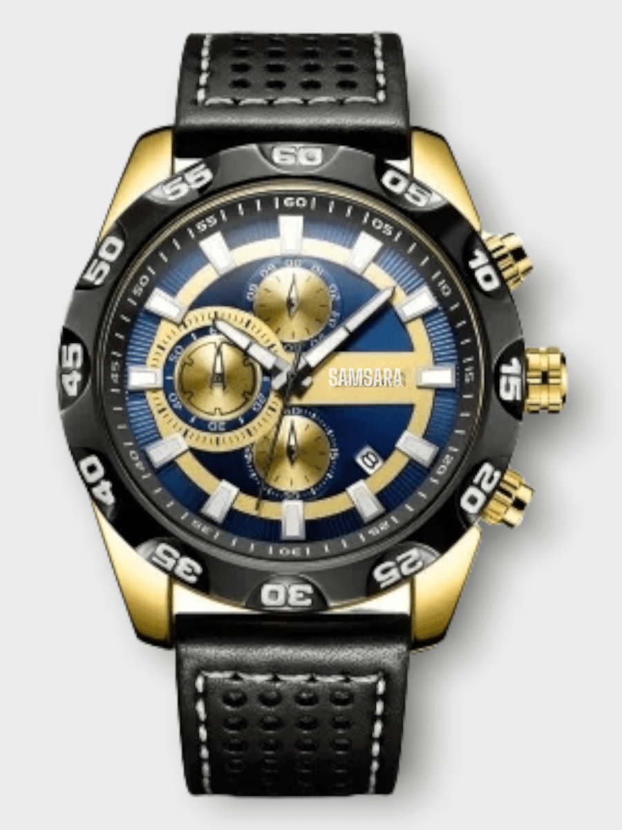 Reloj de Acero Inoxidable y Correa de Cuero Para Hombre Resistente al Agua - Samsara