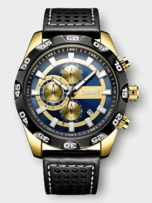 Reloj de Acero Inoxidable y Correa de Cuero Para Hombre Resistente al Agua - Samsara