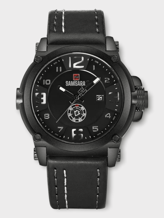 Reloj de Acero Inoxidable y Correa de Cuero Para Hombre Resistente al Agua - Samsara