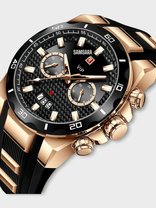 Reloj de Acero Inoxidable y Correa de Goma Para Hombre Resistente al Agua - Samsara